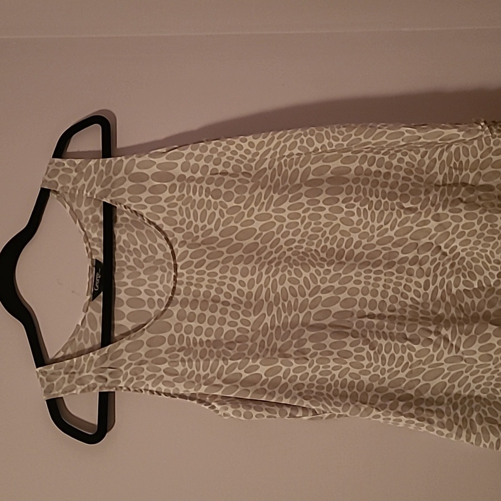 Grey and white print tank top blouse, size L.